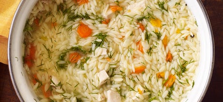 Chicken and orzo soup with fennel
