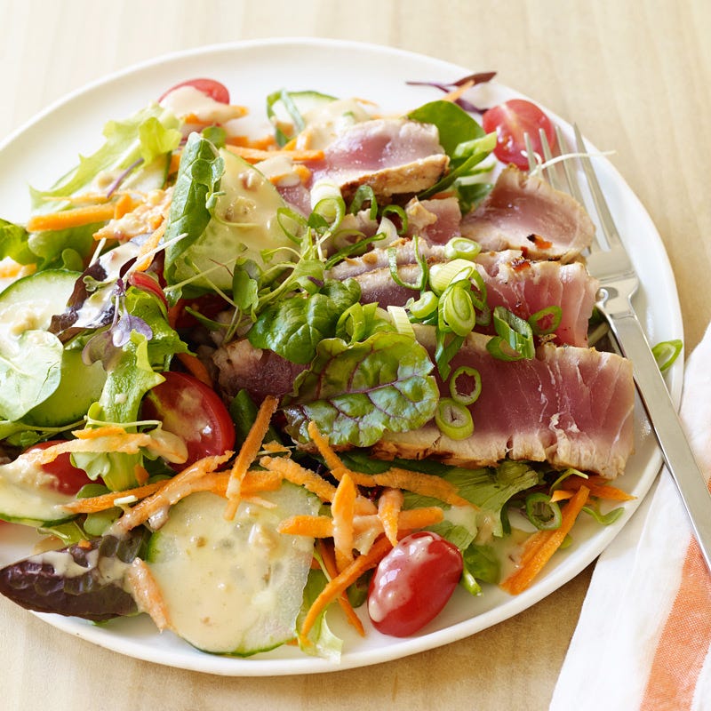 Photo of Asian grilled tuna salad with creamy ginger dressing by WW