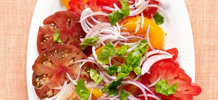 Heirloom tomato and basil platter