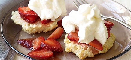 Strawberry shortcake with strawberry sauce