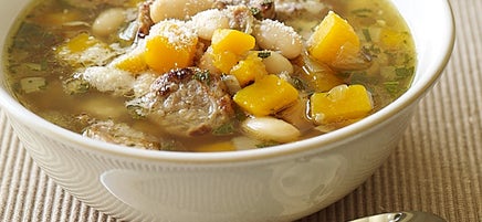 Turkey sausage, white bean and butternut squash soup