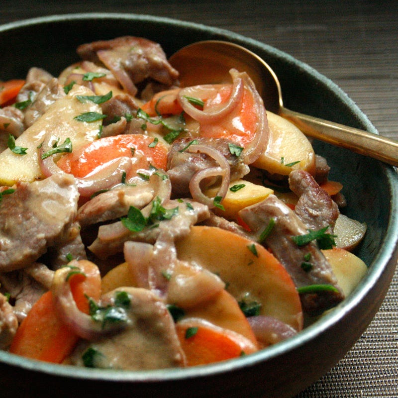 Photo of Cider-Dijon pork and apple stir-fry by WW