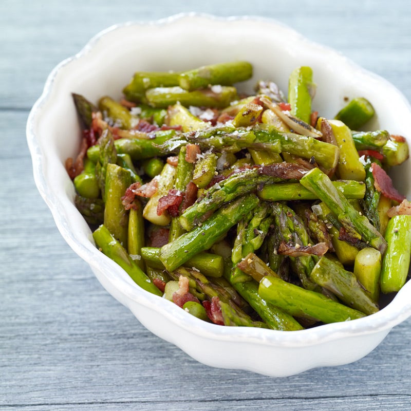Asparagus sautéed with bacon