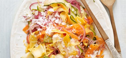 Tricolor Vegetable Ribbons with Lemon, Thyme and Pecorino