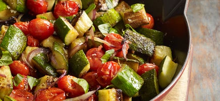 Zucchini, red onion and tomato sauté