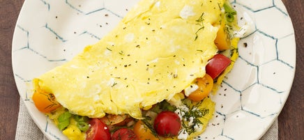 Feta, dill & grape tomato omelet