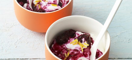 Greek Yogurt with Warm Blueberry Sauce
