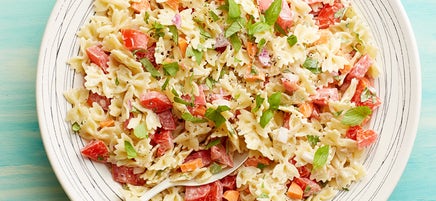 Pasta salad with tomato and basil