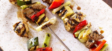 Chicken and steak kebabs