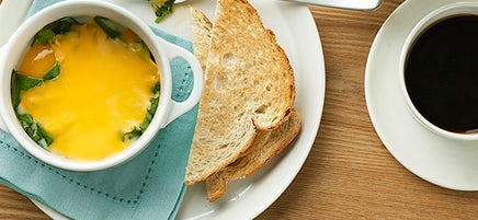 Cheesy Baked Eggs with Spinach