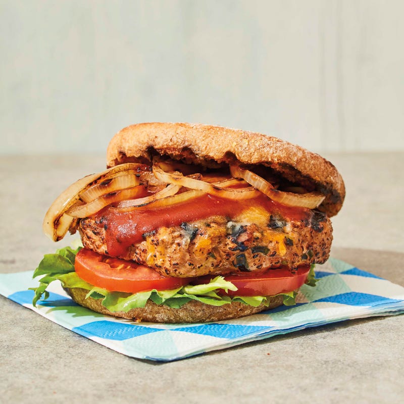 BBQ turkey burgers with grilled onions