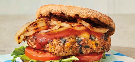BBQ Turkey Burgers with Grilled Onions