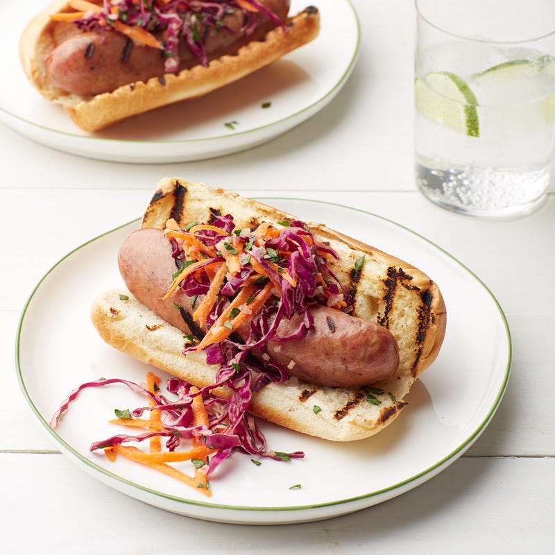 Photo of Grilled Chicken Sausage Subs with Creamy Dijon Slaw by WW