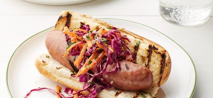 Grilled Chicken Sausage Subs with Creamy Dijon Slaw