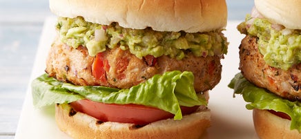 Mexican Turkey Burgers with Mashed Avocado Spread