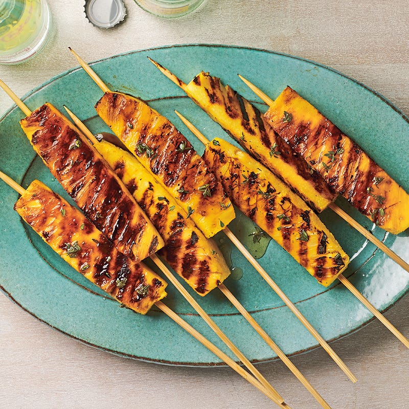 Grilled Pineapple Skewers with Honey-Thyme Glaze