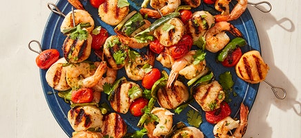 Grilled Scallop & Shrimp Skewers with Mojo Sauce