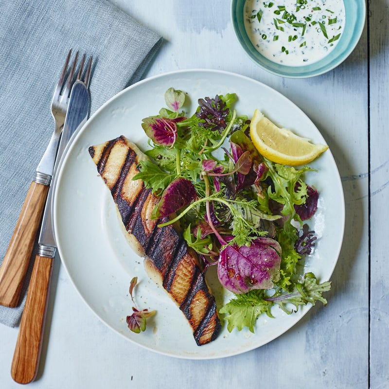 Grilled mahi mahi with lemon-herb aioli