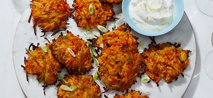 Shredded potato and carrot latkes
