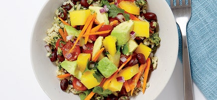 Brown rice-veggie bowls with ginger-lime dressing