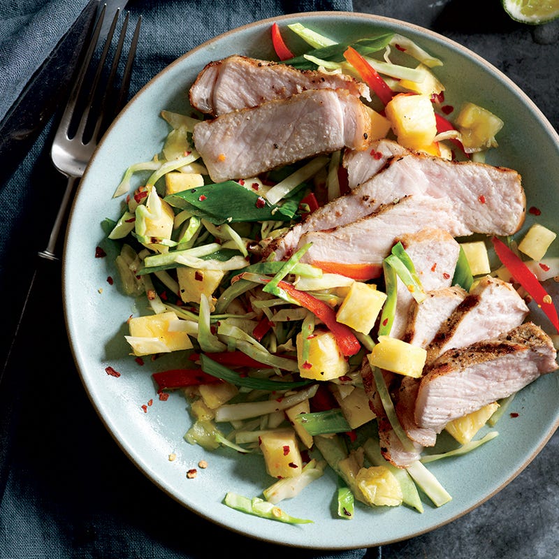 Photo of Grilled Pork Chop with Warm Pineapple Slaw by WW