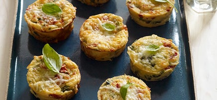 Crustless Mozzarella, Roasted Pepper & Spinach Tarts