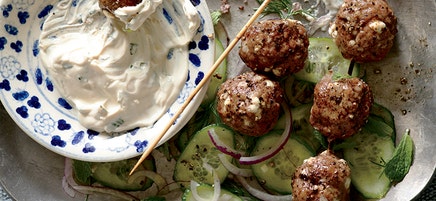 Turkish Meatball Kebabs with Yogurt-Pomegranate Sauce