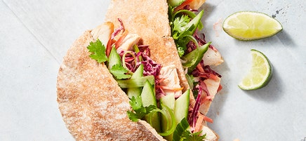 Asian Chicken Pita Pockets with Sriracha Mayo