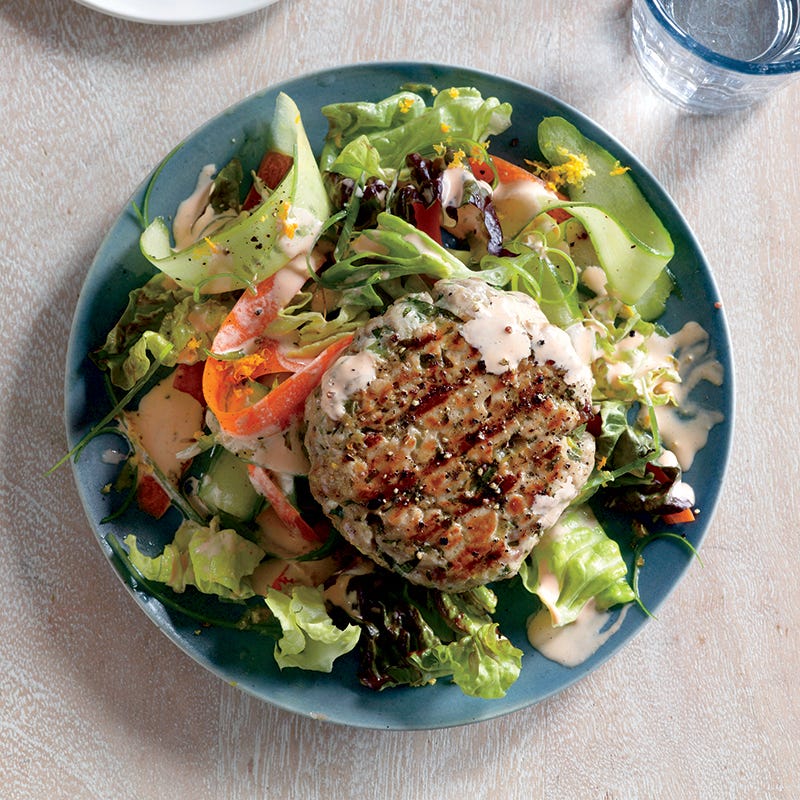 Photo of Tuna Burger, Sriracha Mayo & Ribbon Salad by WW