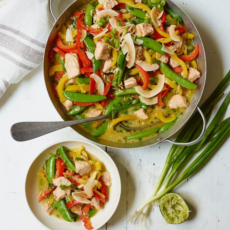 Coconut-curry salmon stir-fry