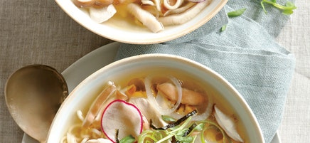 Hearty ramen soup with chicken & mushrooms