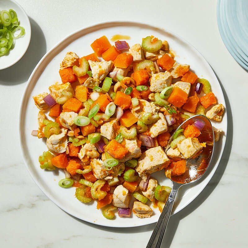 Warm Asian-inspired chicken and butternut squash salad