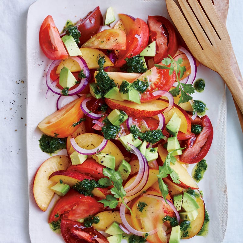 Photo of Peach, tomato, and avocado salad by WW