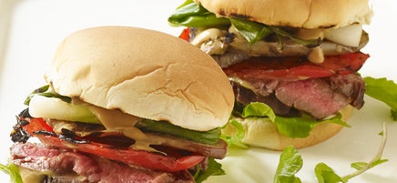 Grilled asian steak and vegetable sandwiches