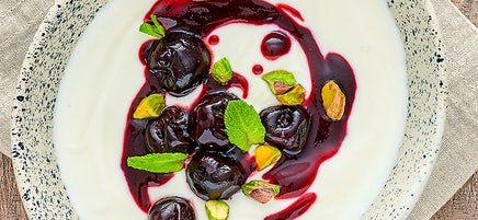 Greek yogurt with cherry compote