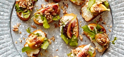 Fig & Blue Cheese Crostini with Balsamic-Honey Drizzle