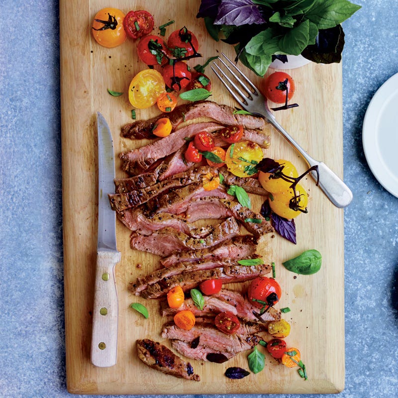 Photo of Flank steak with cherry tomatoes & basil by WW