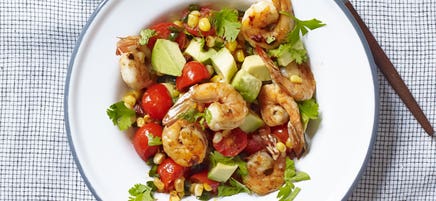 Chipotle-lime shrimp with corn and poblanos
