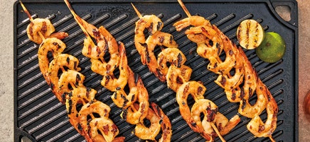 Grilled curried shrimp skewers