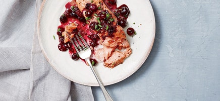 Roast salmon with warm blueberry vinaigrette