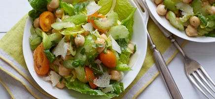 Marinated celery, celery leaf, and chickpea salad