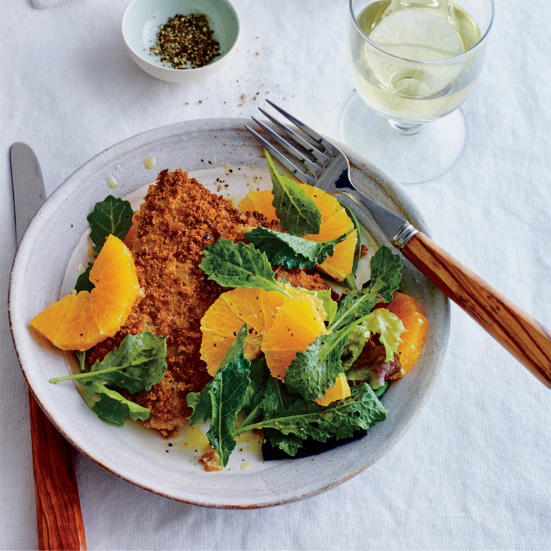 Photo of Crumb-crusted pork with kale & orange salad by WW