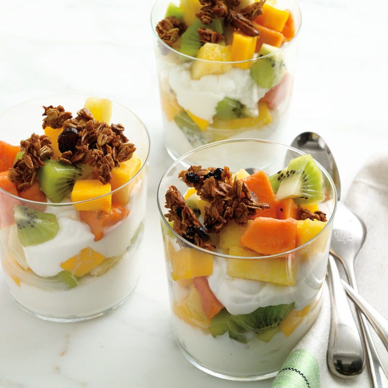 Maple-lemon fruit parfaits with yogurt