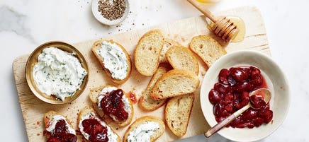 Sweet cherry bruschetta