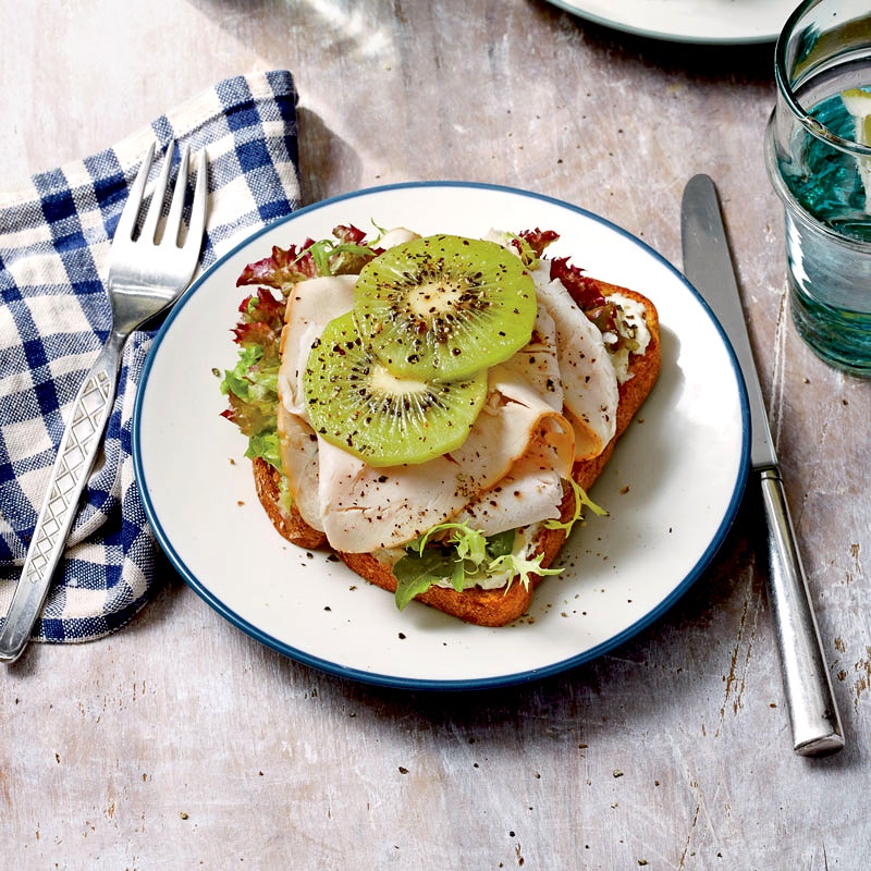 Open-face turkey and kiwi sandwiches