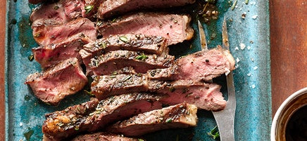 Grilled sirloin steak with balsamic-mustard glaze