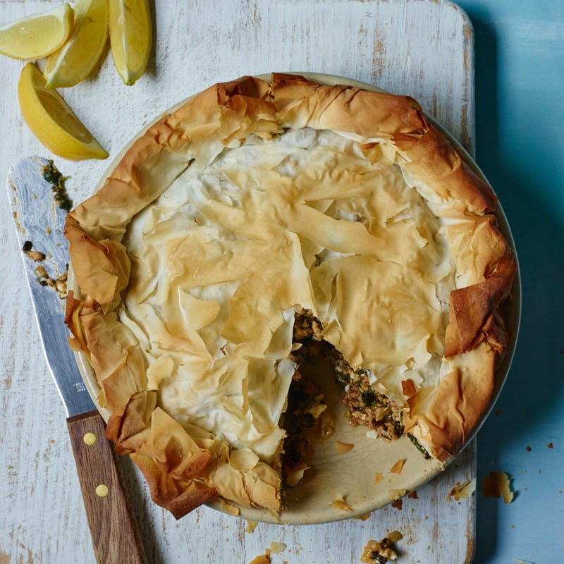 Chicken-and-spinach phyllo pie