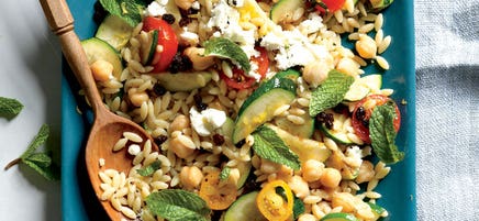Chickpea and Orzo Pilaf with Zucchini and Mint