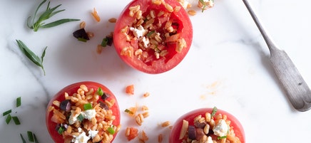 Tomatoes Stuffed with Farro, Goat Cheese and Marjoram