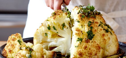 Whole Roasted Cauliflower with Lemon and Capers